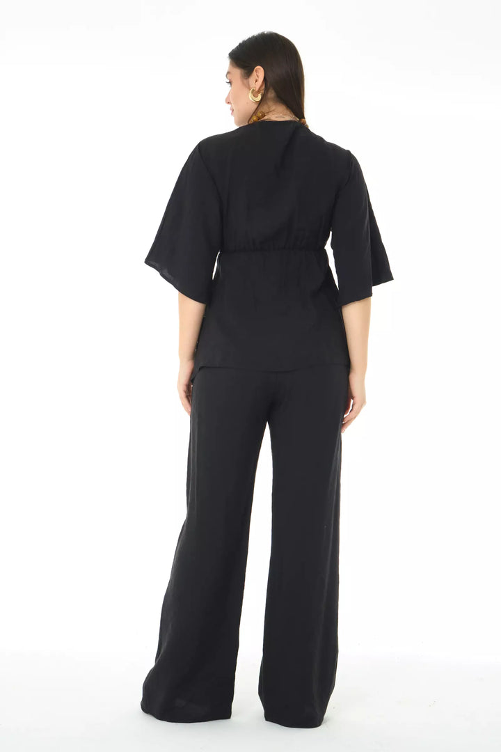 FRV Black sandy short sleeve maxi set - Buena Vista Tomatlán