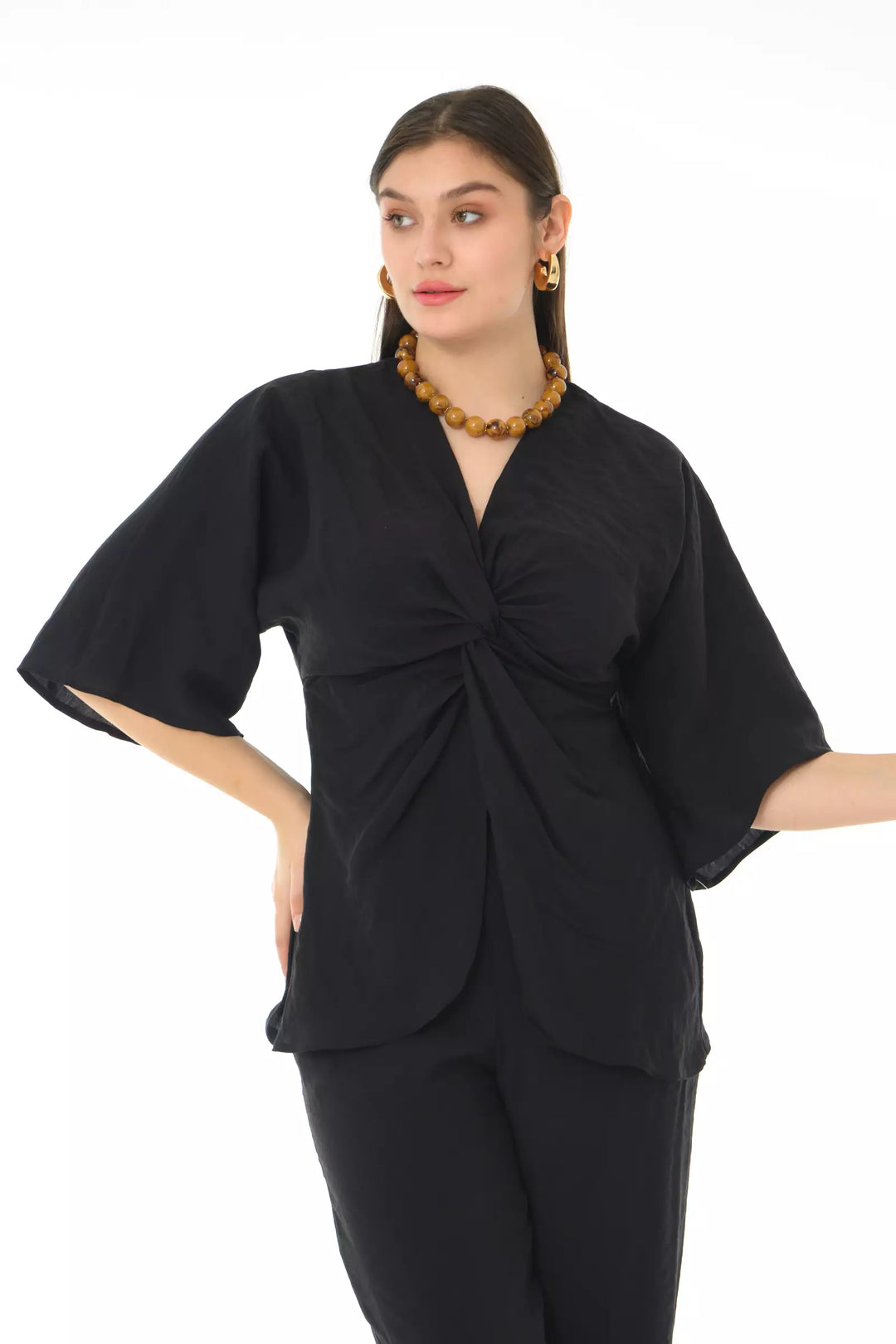 FRV Black sandy short sleeve maxi set - Buena Vista Tomatlán