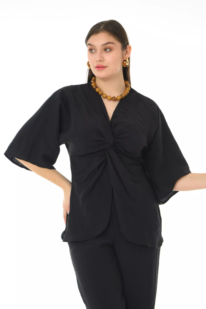 FRV Black sandy short sleeve maxi set - Buena Vista Tomatlán