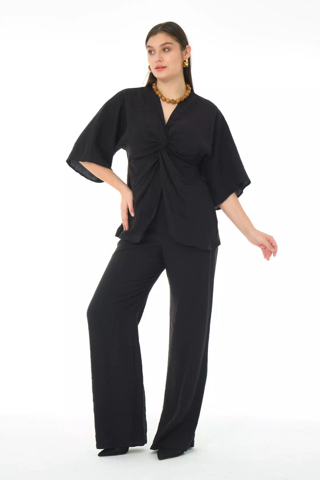 FRV Black sandy short sleeve maxi set - Buena Vista Tomatlán