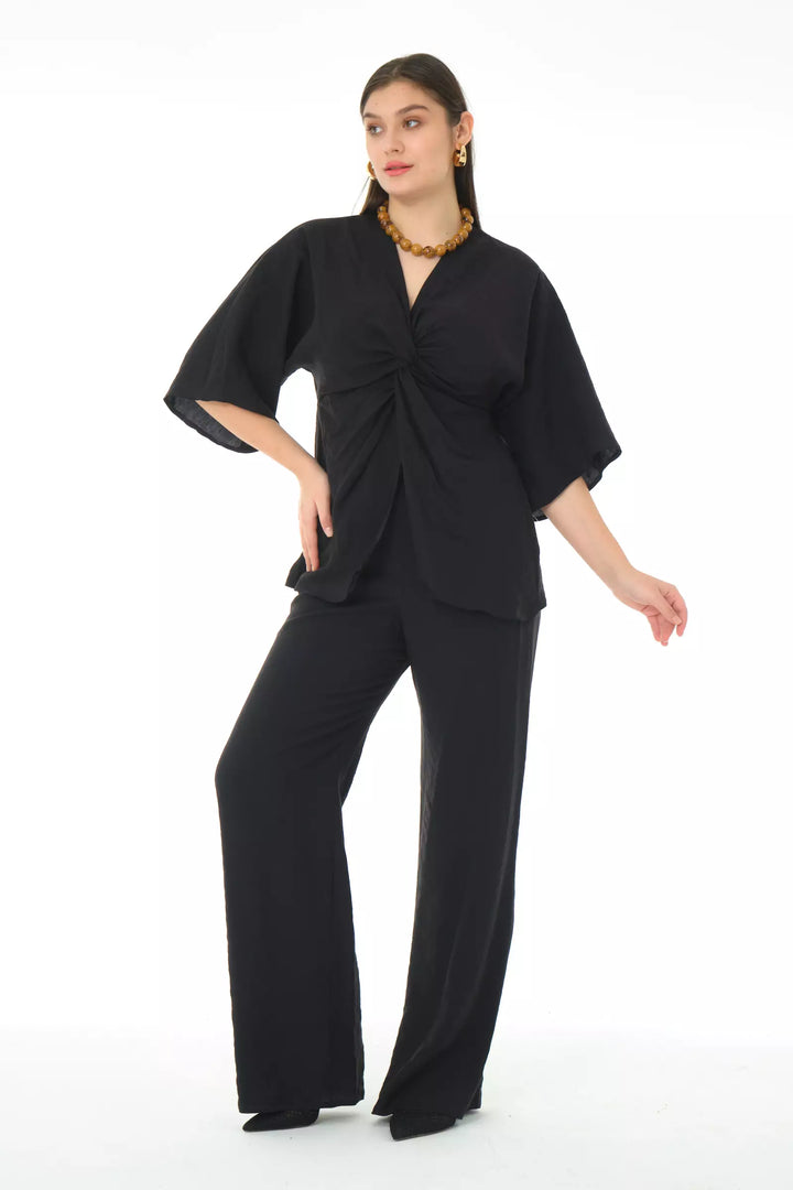 FRV Black sandy short sleeve maxi set - Buena Vista Tomatlán