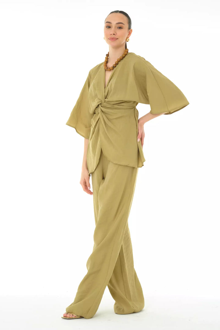 FRV Khaki sandy short sleeve maxi set - Pomezia