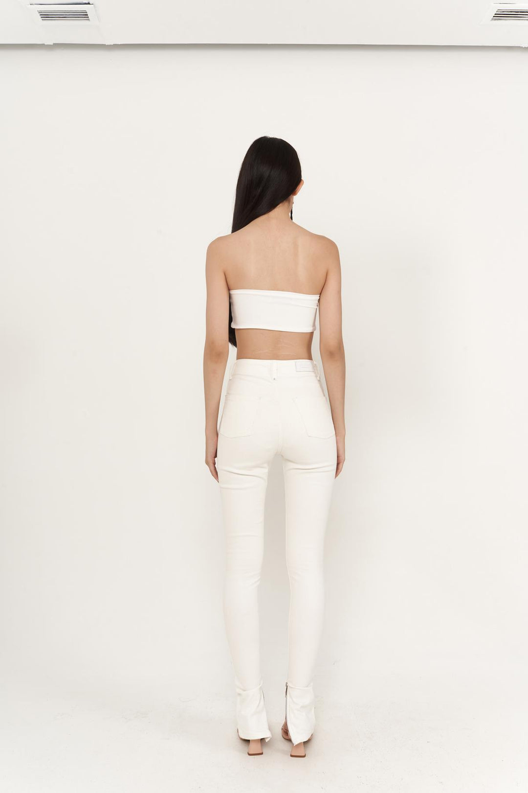 HLLY Women Split Jean Pants White - Ludwigsburg