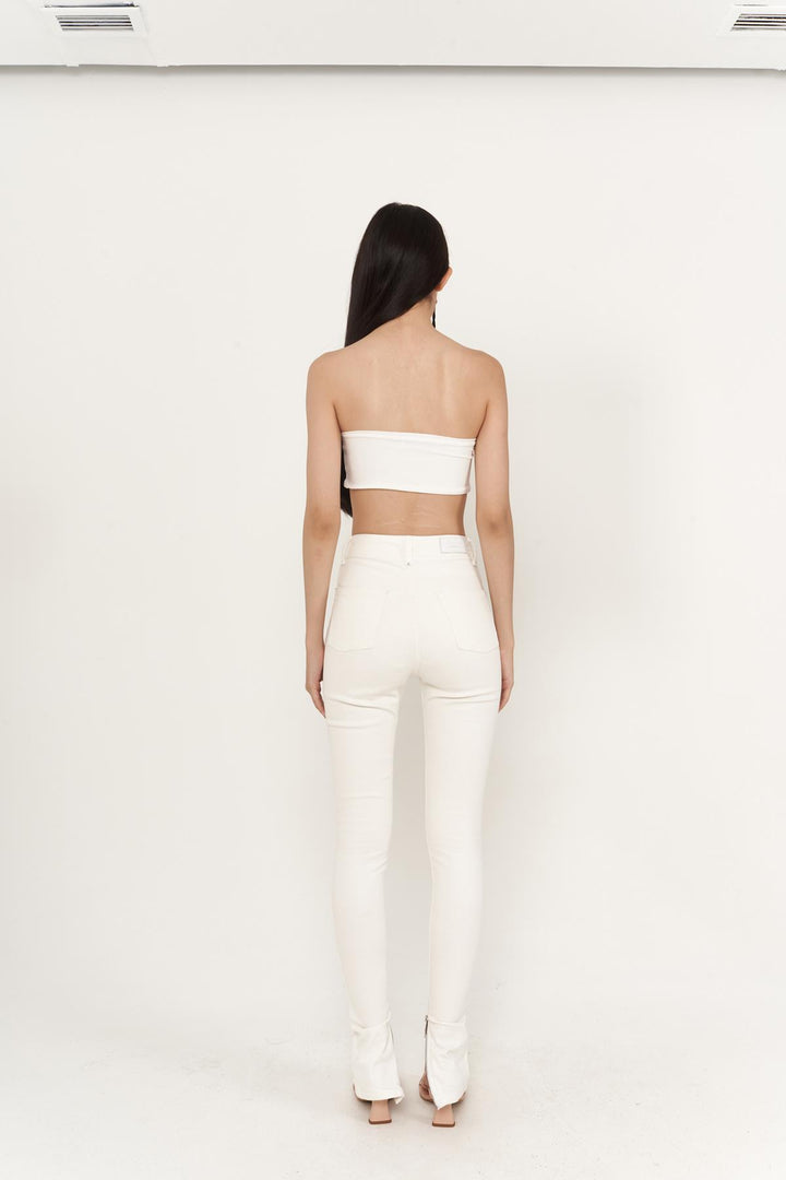HLLY Women Split Jean Pants White - Ludwigsburg