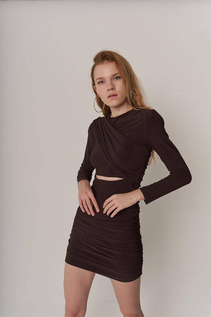 HLLY Women Joly Dress Coffee - ليناريس