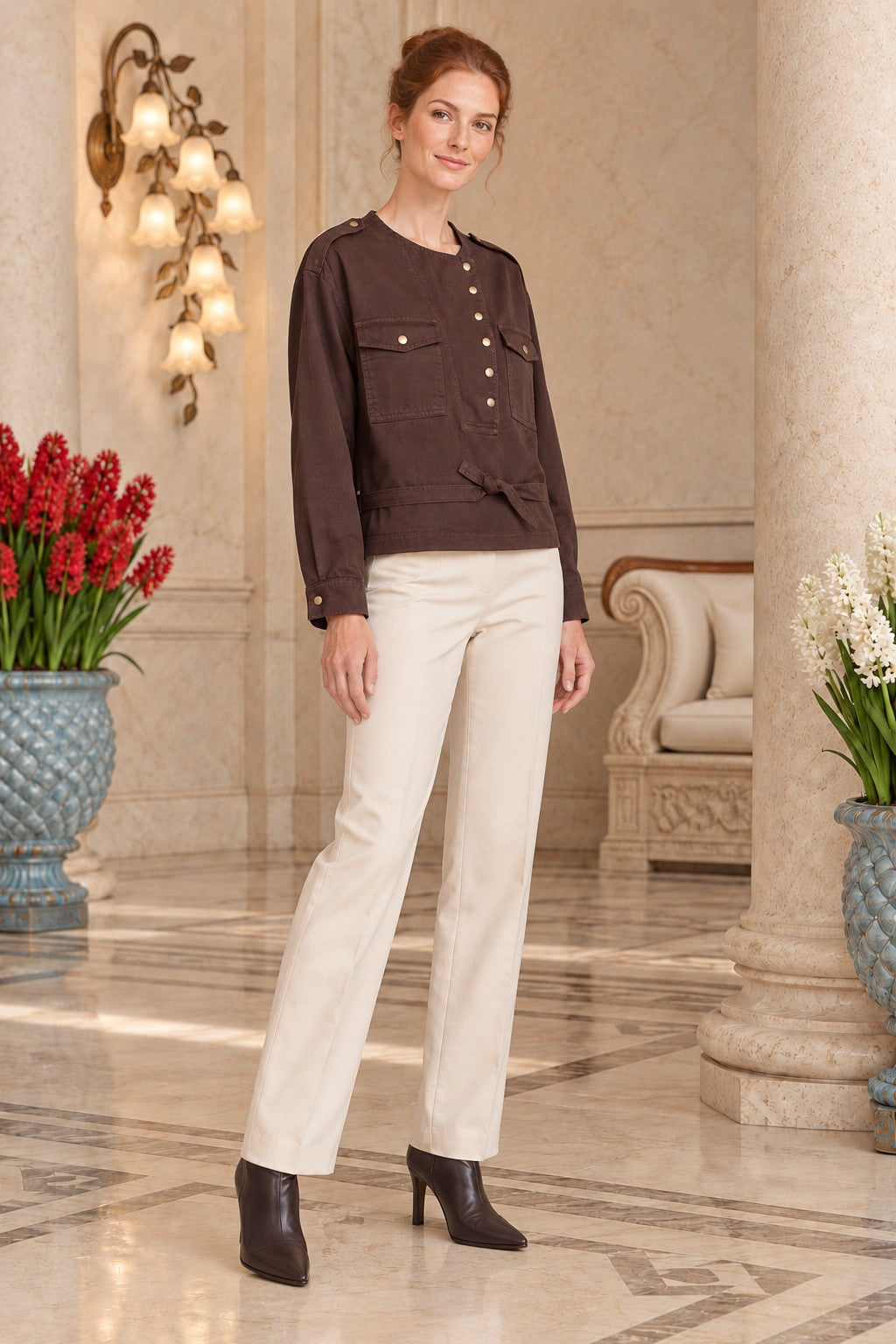 XLJ Shirt with Snap Button Collar and Belt 6379 - Chalándri