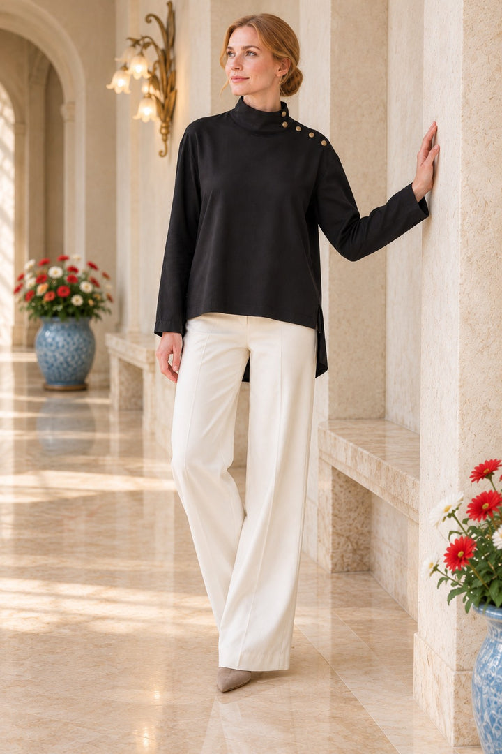 XLJ High-Neck Blouse with Snap Buttons on the Shoulder 441 - Cihuatlán