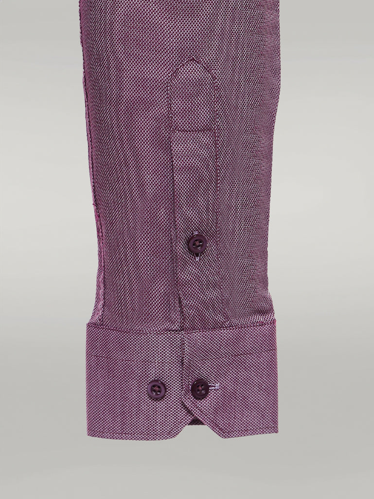 WSS Burgundy Patterned Long Sleeve Shirt  - Singen