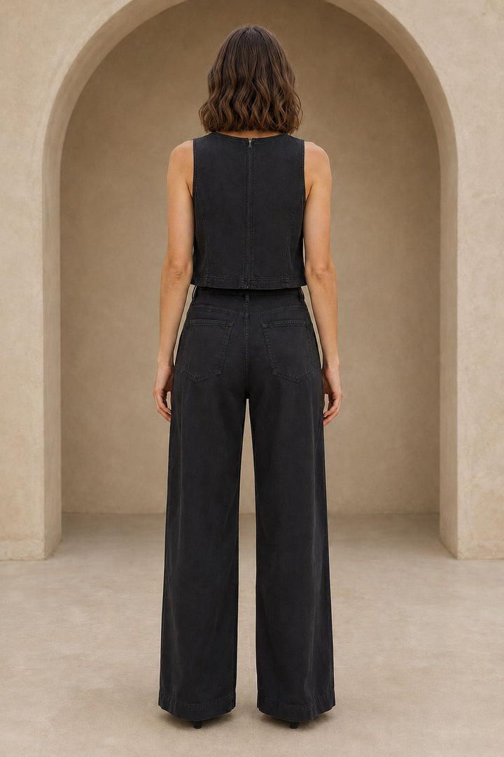XLJ Sleeveless Blouse and Lace-Up Relaxed Pants Set 3214 - Porto