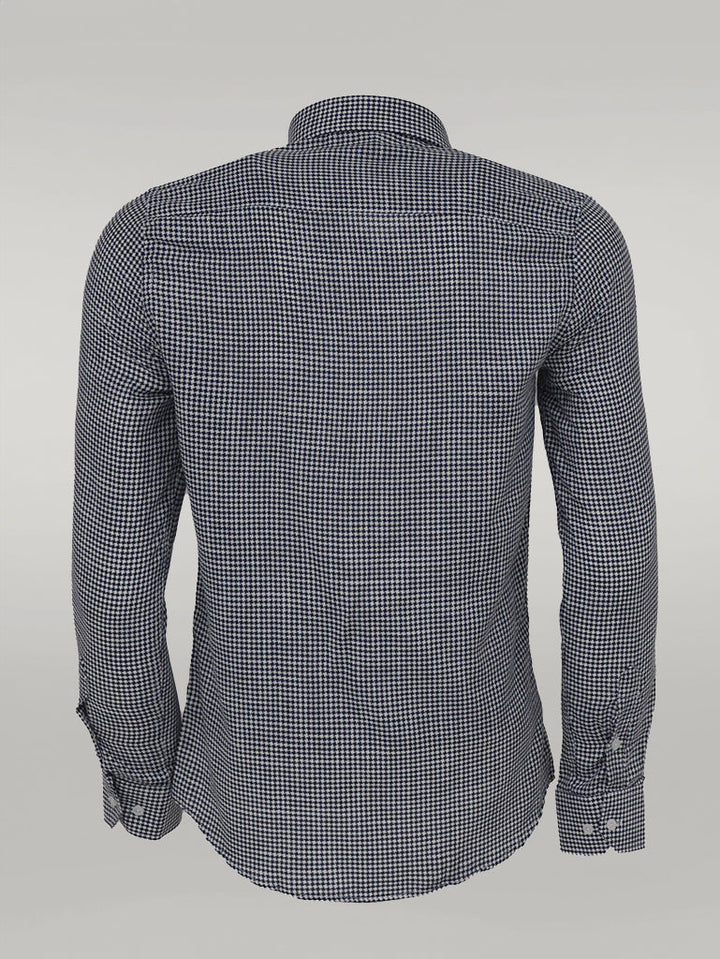 WSS Houndstooth Pattern Navy Blue Men Shirt  - Singen