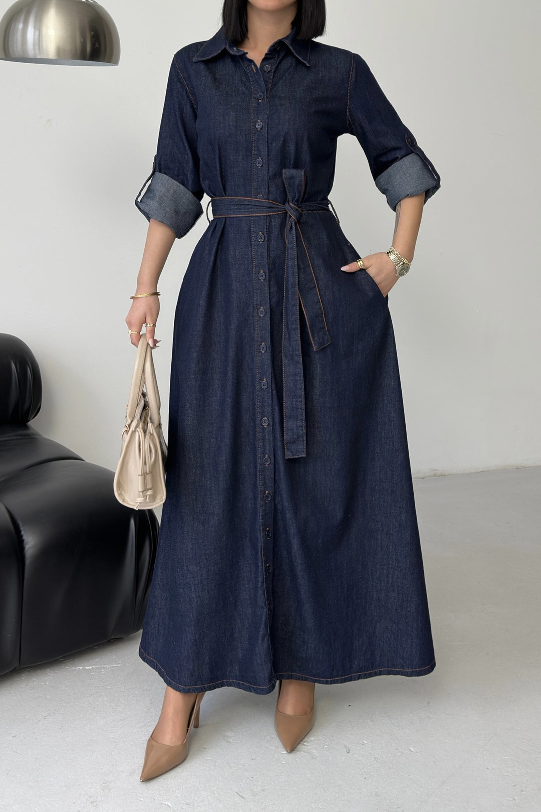 XLJ Buttoned Long Denim Dress - Dún Dealgan