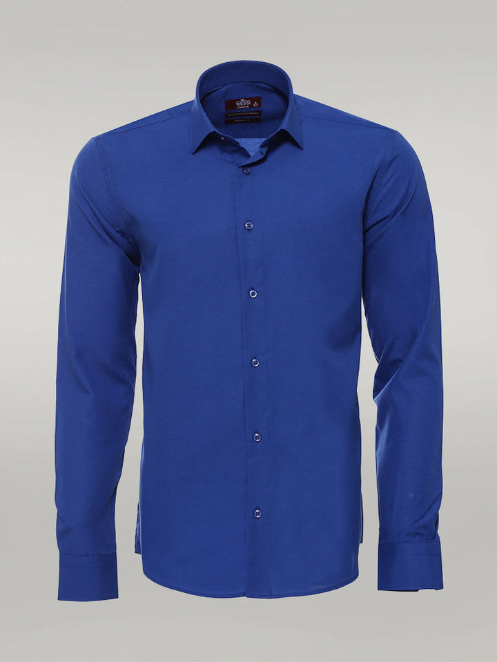 WSS Plain Long Sleeves Indigo Blue Men Shirt  - Singen
