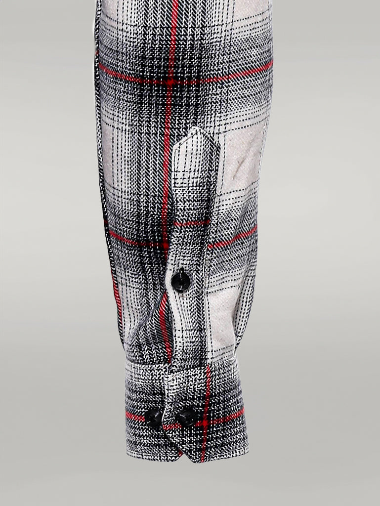 WSS Thick Checked Grey Men Lumberjack Shirt  - Singen