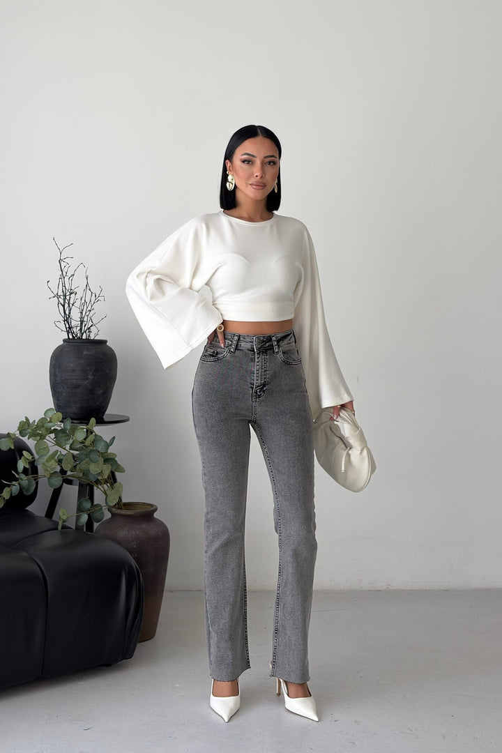 XLJ High Waist Mom Fit Jean with Flared Leg and Fringe Ending 1706 - Dubuque