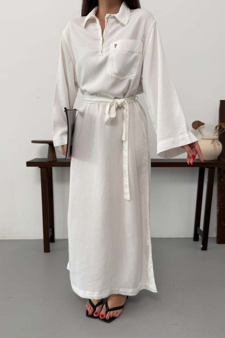 XLJ Belted Long Denim Dress - Round Lake Beach