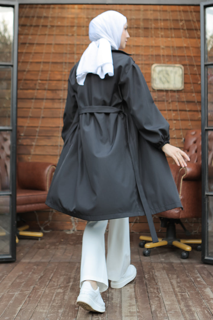 BNG Women Long Pocket Detailed Trench Coat Black - Clermont