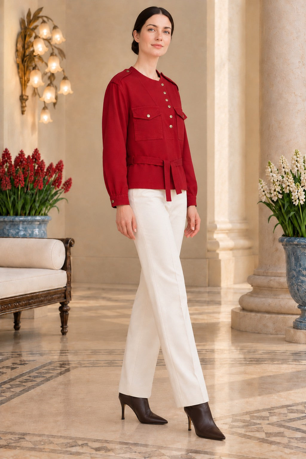 XLJ Shirt with Snap Button Collar and Belt 6379 - Germantown