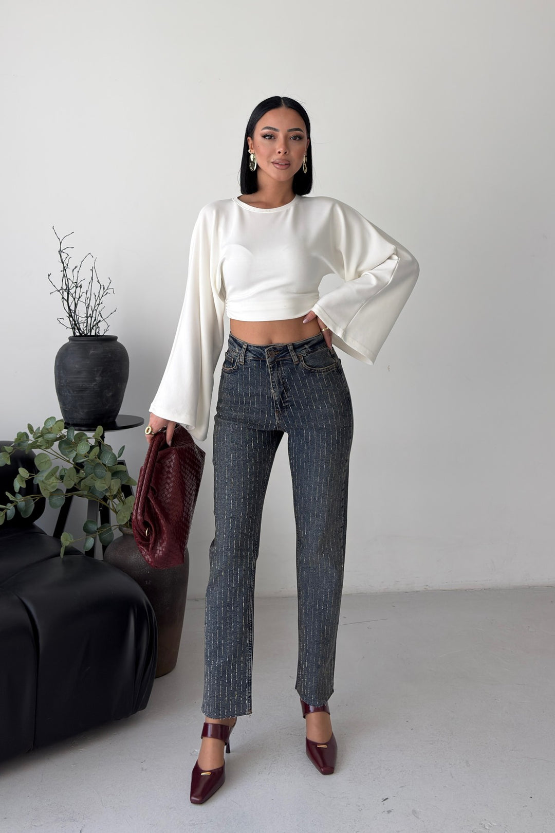 XLJ Rhinestone Mom Fit Jeans - Wembley