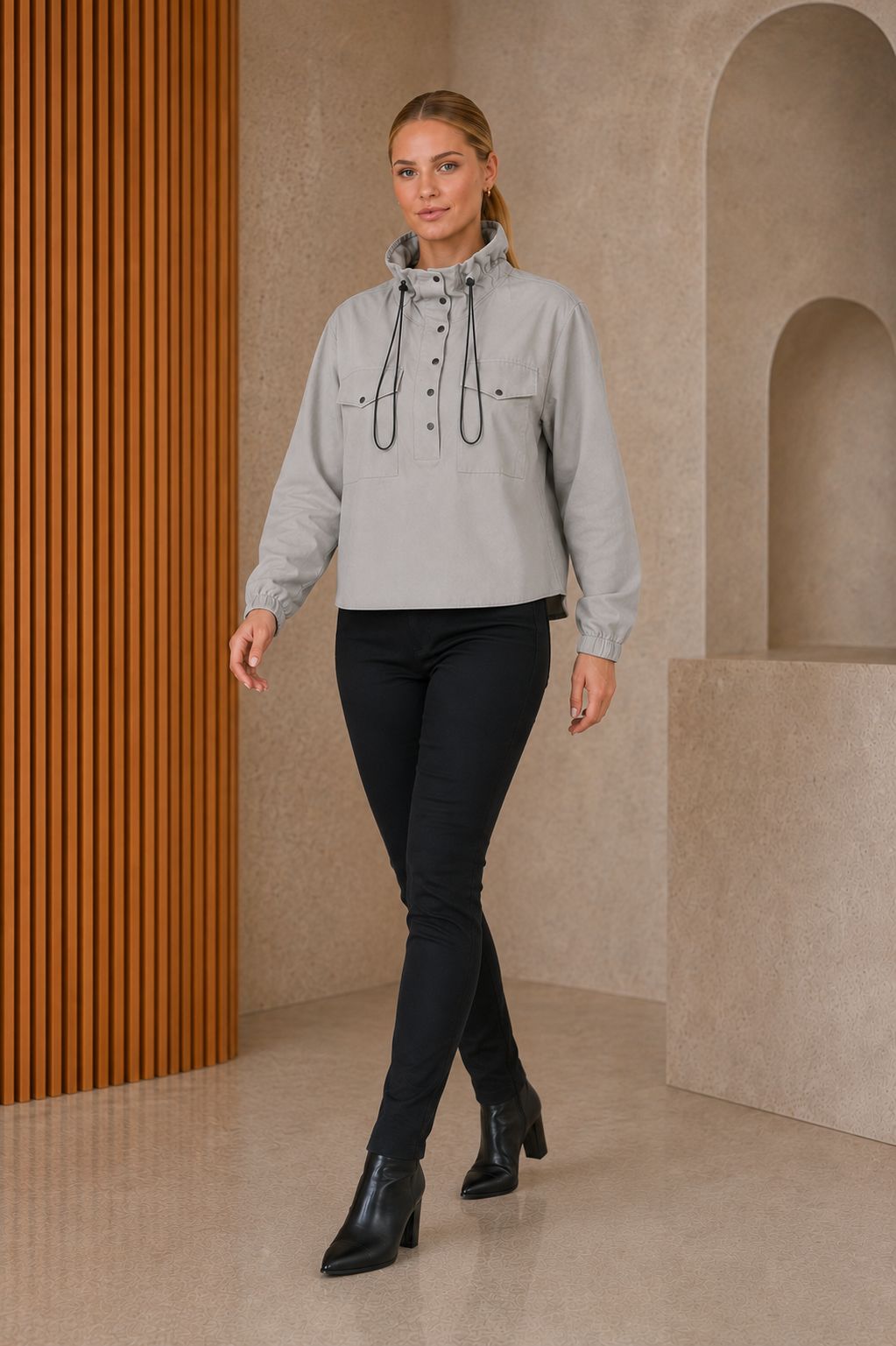 XLJ Stand Collar Snap Button Jacket Shirt 6320 - Pirmasens