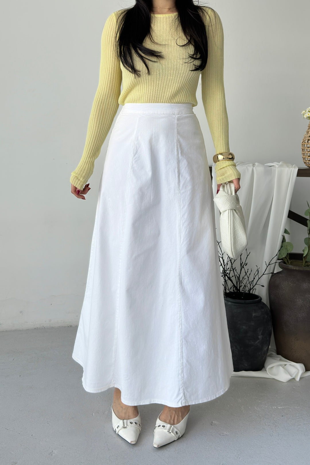 XLJ Ruffled Long Skirt with Elasticated Waist 1063 - Heist-op-den-Berg