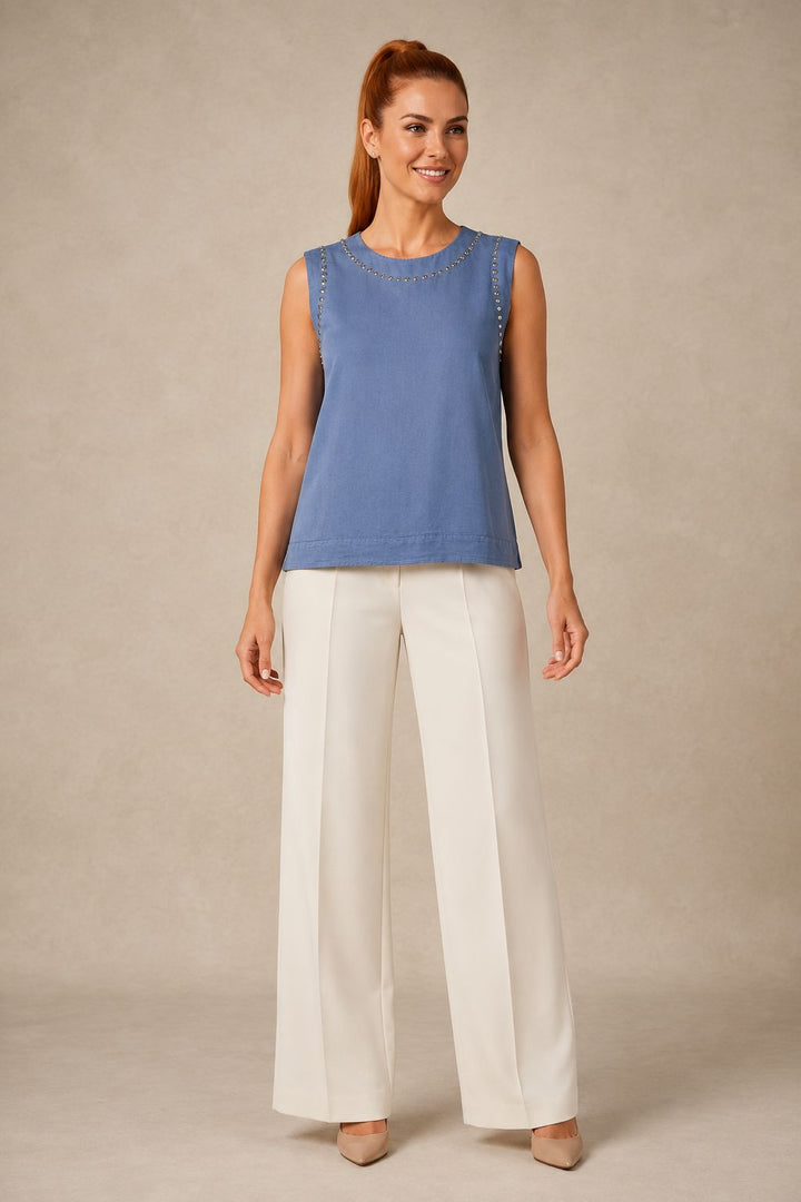 XLJ Sleeveless Blouse with Stud Detail HS431 - Sfântu-Gheorghe
