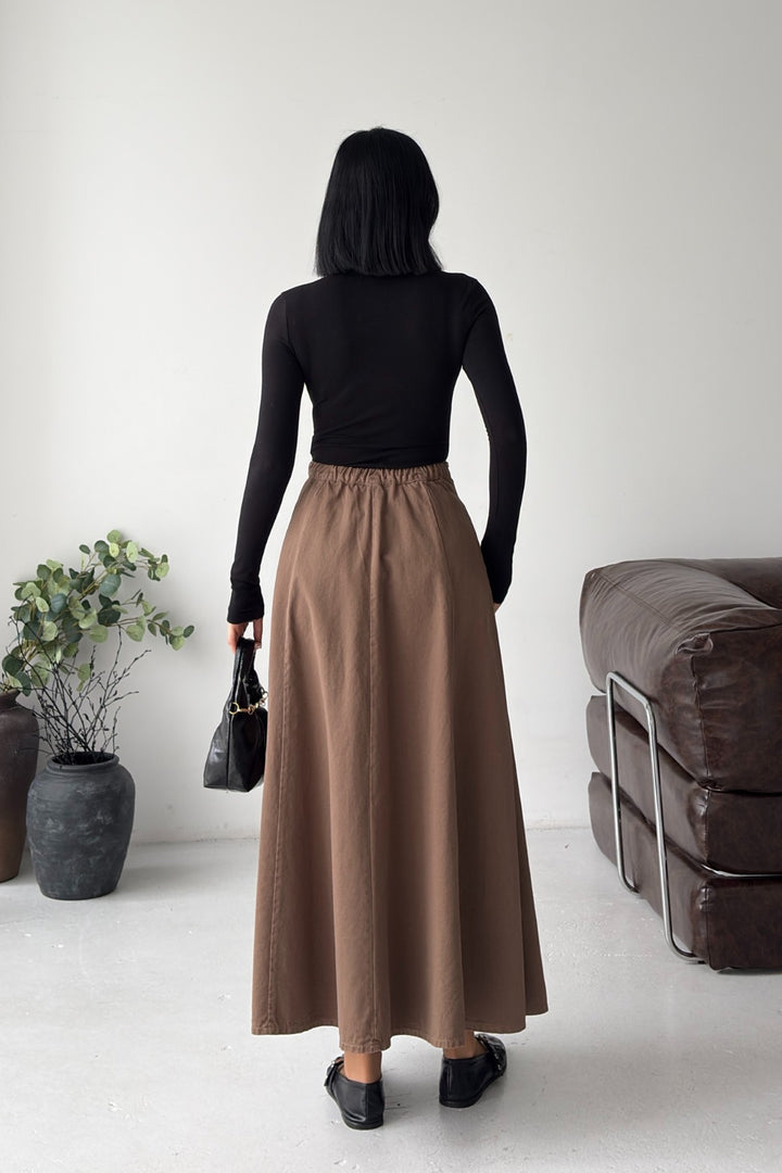 XLJ Ruffled Long Skirt with Elasticated Waist 1063 - Monterey Park