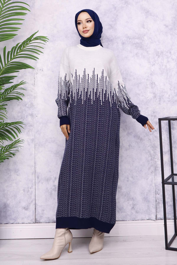BNG Women Patterned Knit Dress Navy - Mascouche