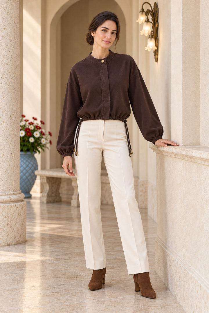 XLJ Crop Shirt with Drawstring Waist 6388 - Grasse