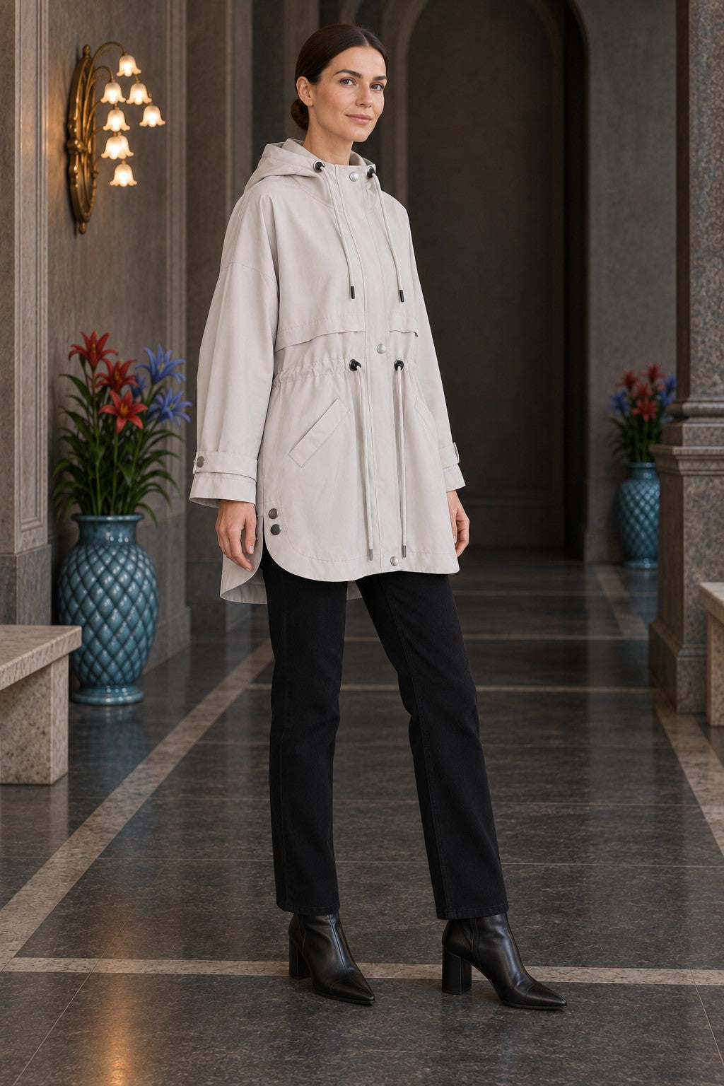 XLJ Drawstring Hooded Raincoat 6302 - Security-Widefield
