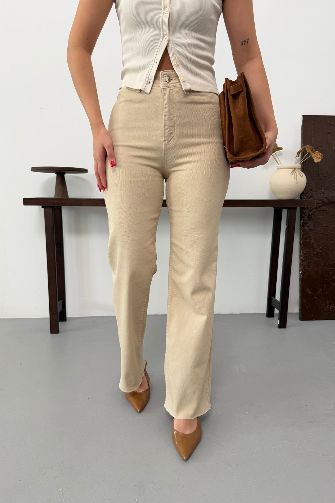 XLJ Wide Leg Palazzo Relaxed Jean with Decorative Front Pockets 1710 - Courbevoic