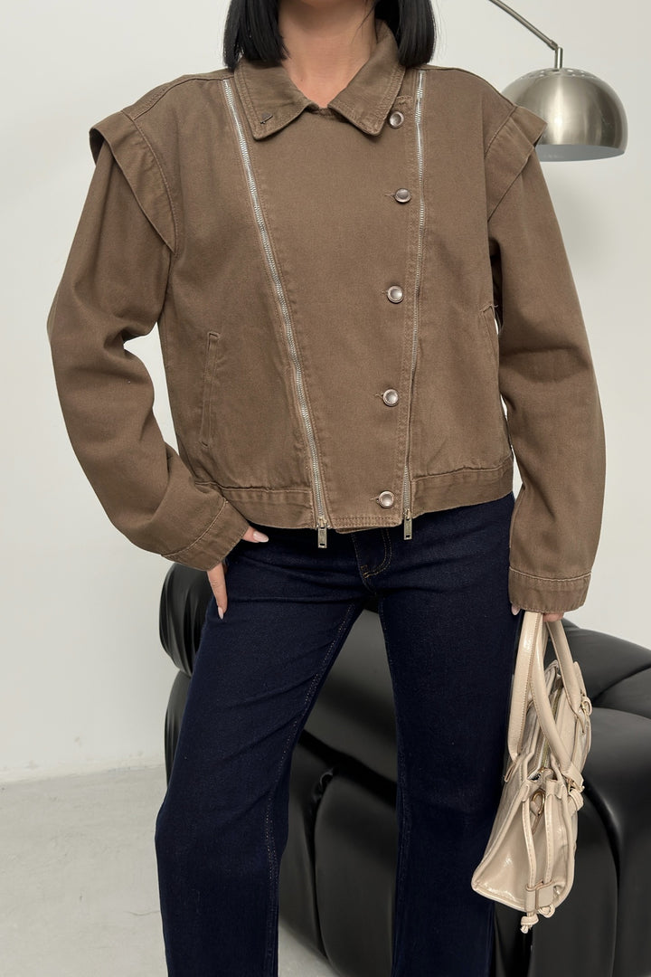 XLJ Zipper Detail Denim Jacket - Kennewick