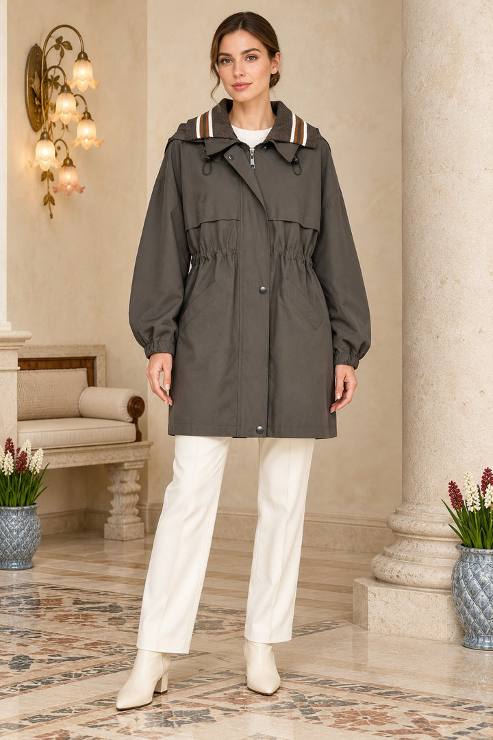 XLJ Knitted Detail Hooded Raincoat 6301 - Port Huron
