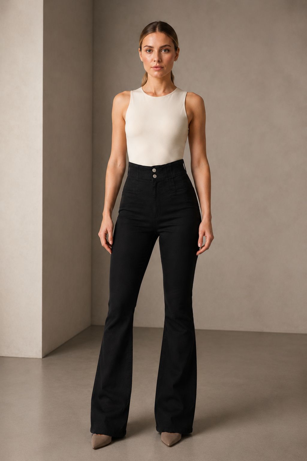 XLJ Flared Jeans with Darts on Front Waist 7021 - Modena