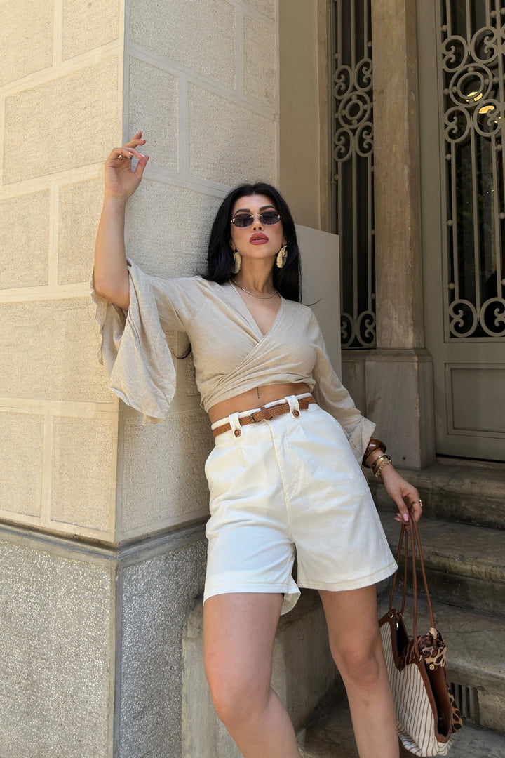 XLJ Elasticated Waist Denim Short with Belt 236 - Tulare