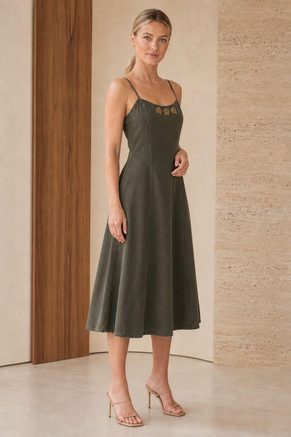XLJ Elevator Strap Linen Dress HS3107 - Port Coquitlam