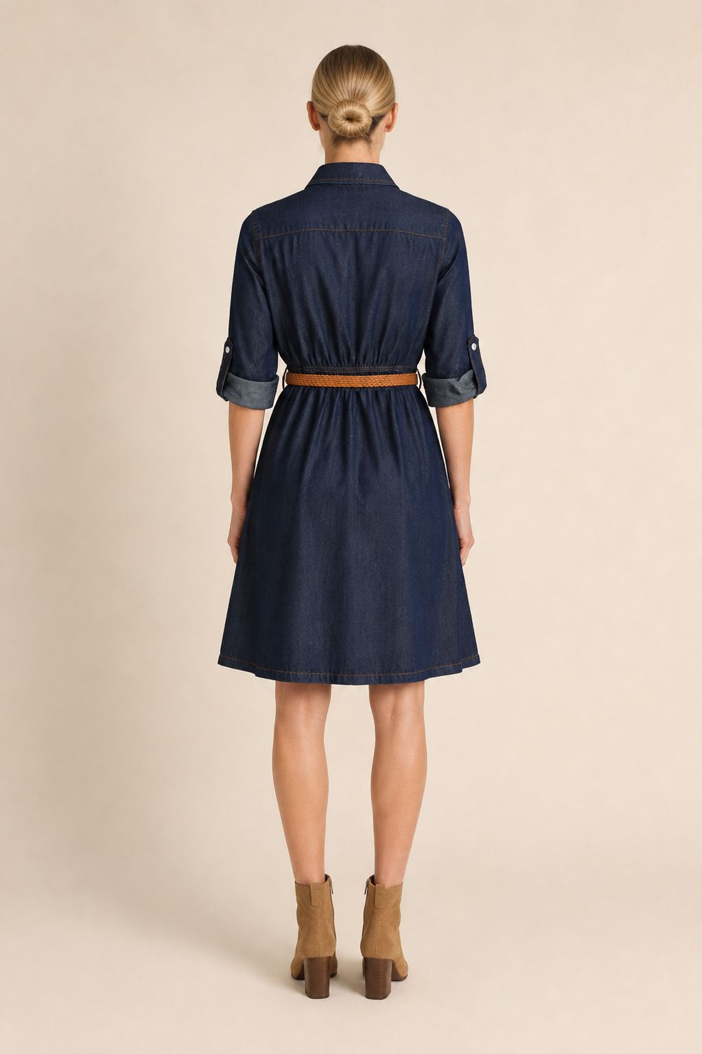 XLJ Short Denim Dress with Ruffle Detail - Orihuela