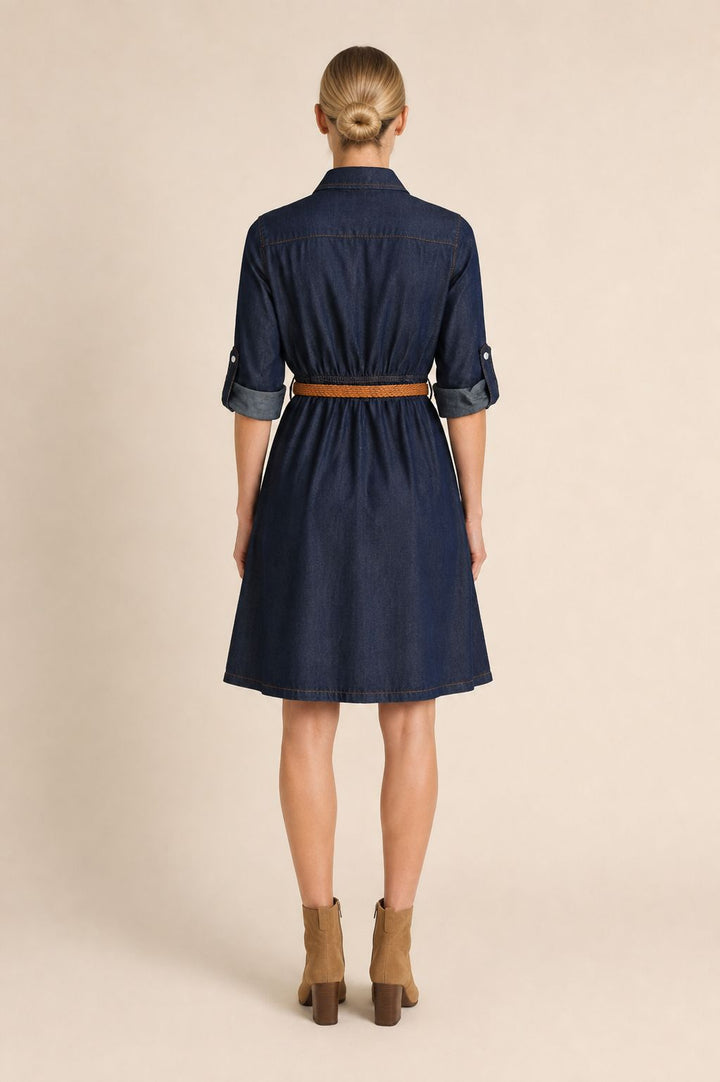 XLJ Short Denim Dress with Ruffle Detail - Orihuela