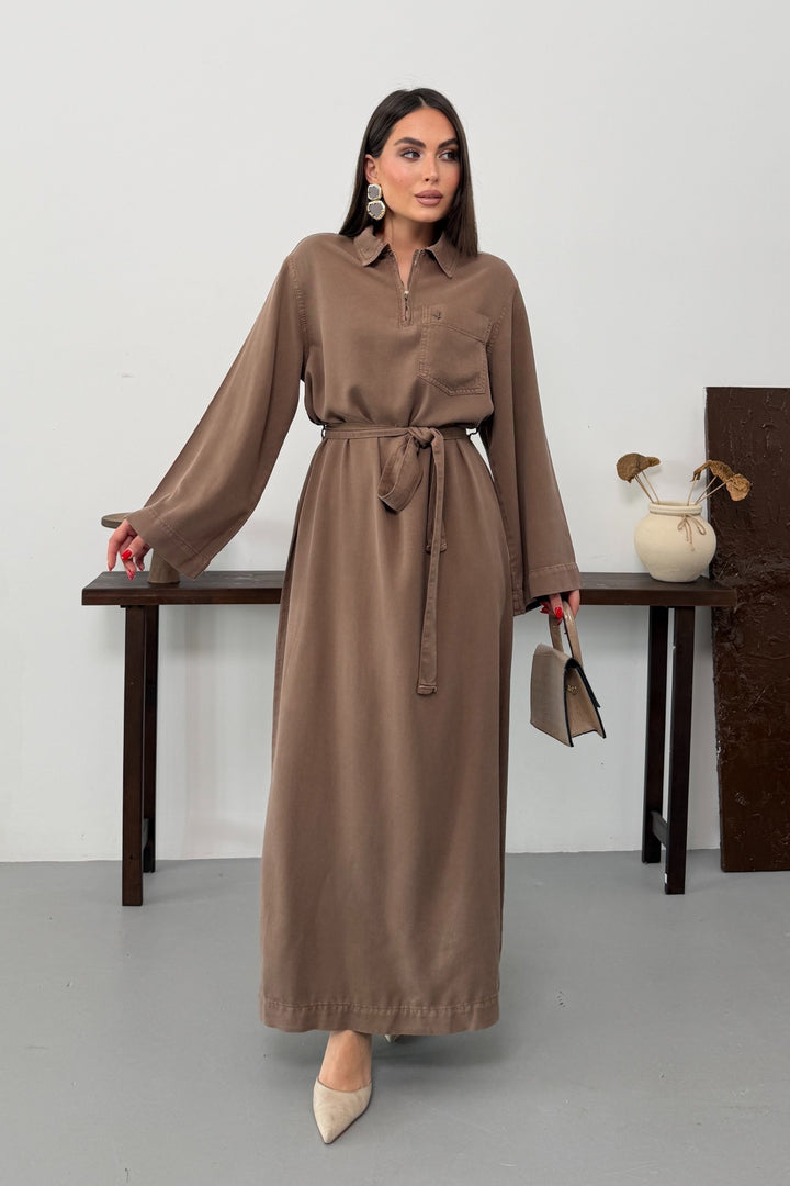 XLJ Belted Long Denim Dress - Rovereto