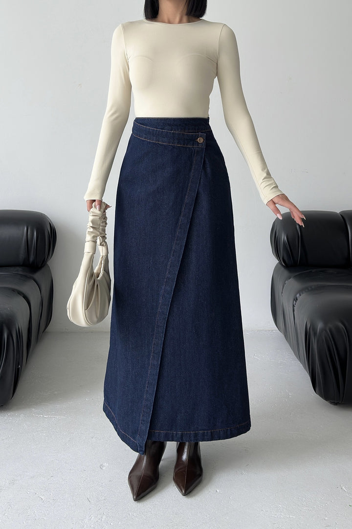 XLJ Long Denim Skirt with Flap - San Felíu de Llobregat