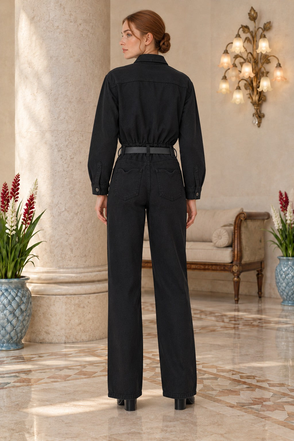 XLJ Classic Denim Jumpsuit with Elasticated Waist - Sayula