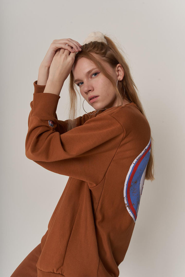 HLLY Women NWY Sweatshirt Brown - Franconville