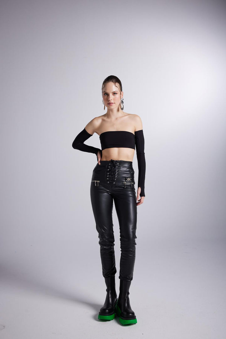 HLLY Women Rebel Leather Pants Black - Wagga Wagga