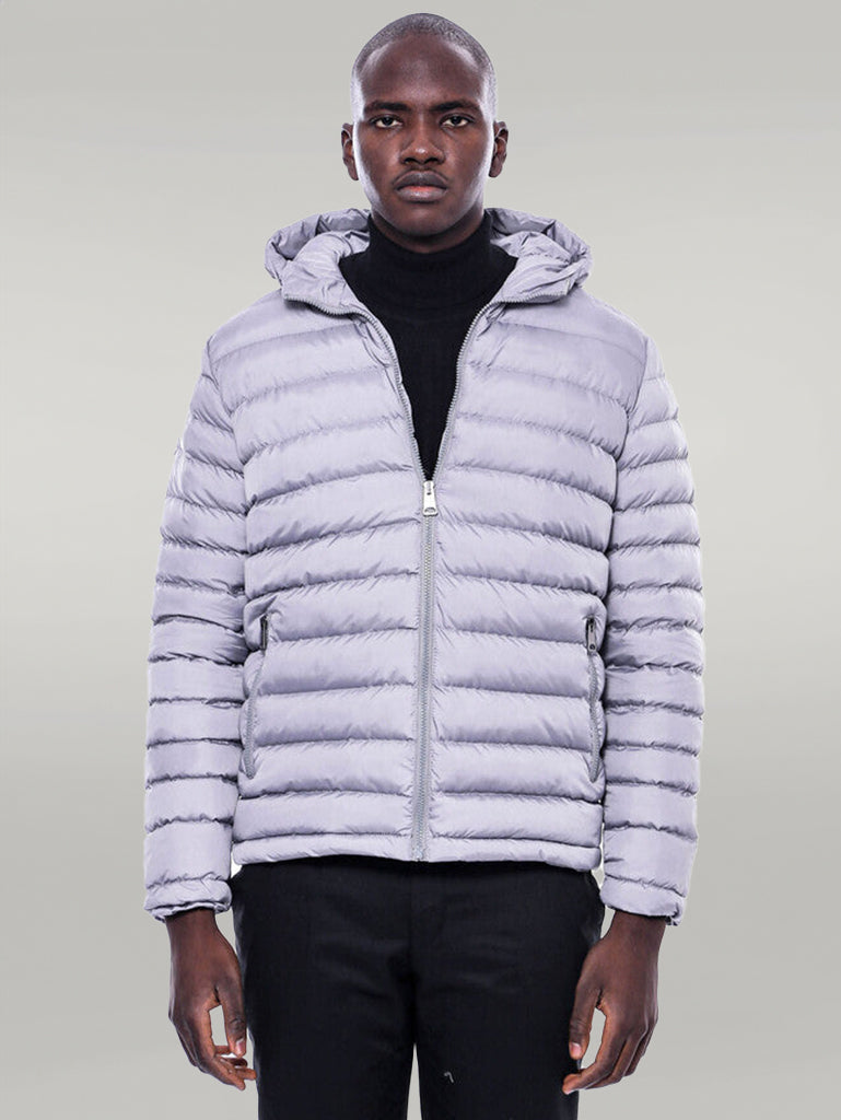 WSS Hooded Quilted Grey Men Coat  - Singen