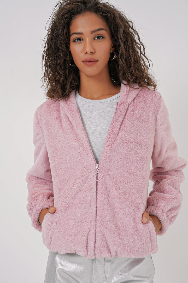 BGD Women Hooded Fur-Lined Inner Lined Coat - Powder - Etterbeek