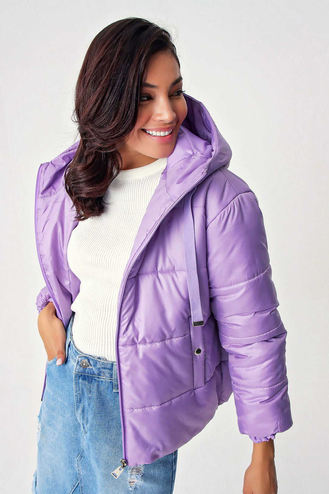 BGD Women Hooded Inflatable Jacket - Lilac - Avondale