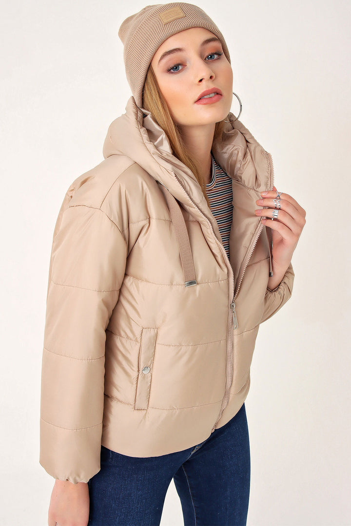 BGD Women Hooded Inflatable Jacket - Mink - Lawrence