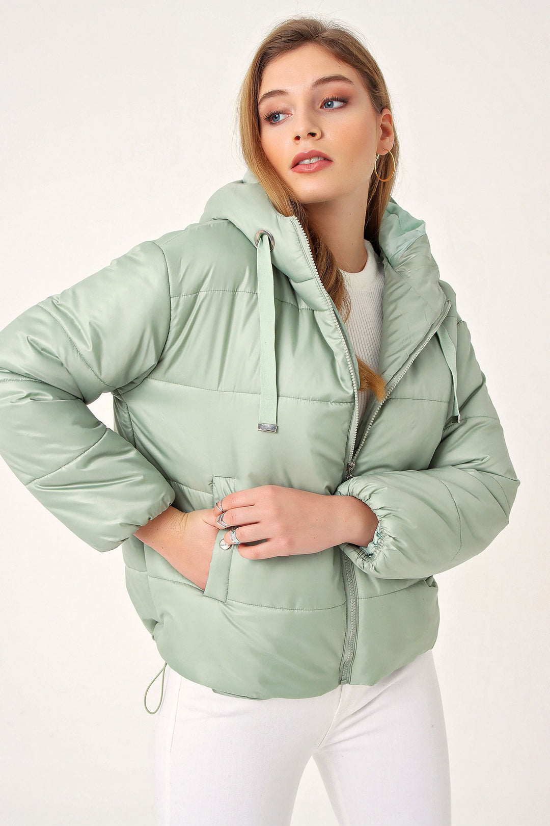 BGD Women Hooded Inflatable Jacket - Mint - Brookhaven