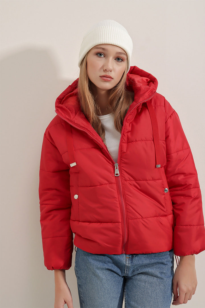 BGD Women Hooded Inflatable Jacket - Red - Ragusa