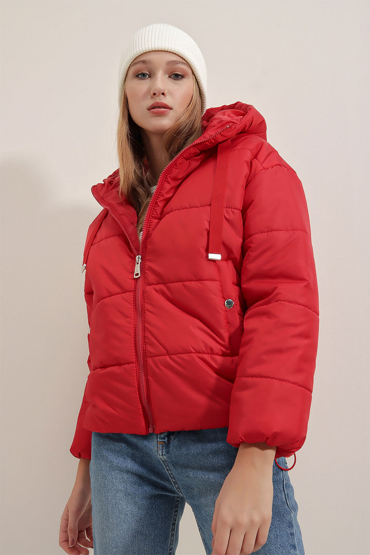BGD Women Hooded Inflatable Jacket - Red - Ragusa