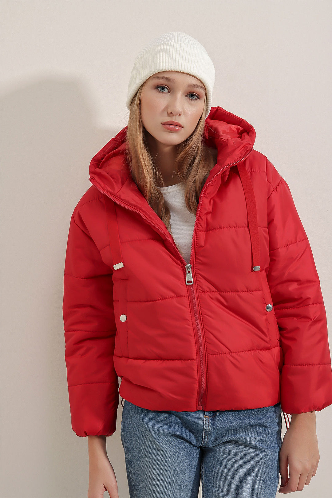 BGD Women Hooded Inflatable Jacket - Red - Ragusa